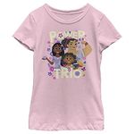 Disney Pixar Encanto Power Trio Girls Standard T-Shirt, Light Pink, Large, Light Pink, Large