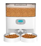 HoneyGuaridan 6L Automatic Cat Feeder for 2 Cats & Dogs, Auto Cat Dry Food Dispenser with Desiccant Box, Timer Feeder Portion Control 1-6 Meals per Day, Dual Power Supply, Voice Recorder