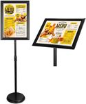 BELLE VOUS Black A3 Adjustable Sign Holder Stand - Aluminium Pedestal Poster Standing Display - Snap Frame for Portrait & Landscape View - For Weddings, Exhibitions, Retail Stores & Restaurant Menus