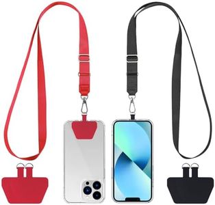 CACOE Phone Lanyard 2 Pcs Adjustable Neck Strap,4 Pcs Patches,Universal Crossbody Multifuctional Patch Polyester Cell Phone Lanyards Compatible with Most Smartphones(Black+Red)