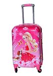 Swarn Products Polyester Brown Barbie Printed Pattern Hardsided Trolley Bag With Spinner Wheels(Pink - 21Inch- 0511),H-50Cm