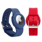 2 Pack Airtag Wristband Compatible with Apple AirTag,Soft Adjustable Airtag Bracelet, Airtag Watch Band for Kids Toddler Baby Children Elders (Blue&Red)