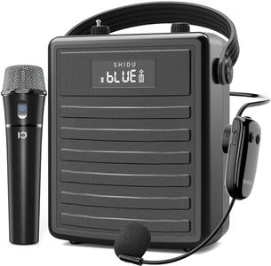 SHIDU Voice Amplifier with Wireless UHF Microphone, Professional Portable Bluetooth Speaker with Headset and Handheld Mic, Personal Power Amplifier for Teacher, Meeting, Speech, Outdoor Events
