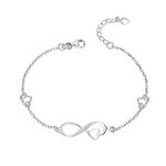 Amazon Brand - Nora Nico 925 Sterling Silver BIS Hallmarked Infinity Heart Charms Adjustable Bracelets for Women