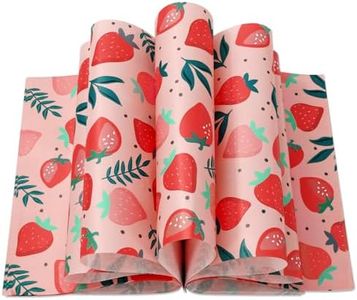JarThenaAMCS 150Pcs Strawberry Wax Paper Pink Deli Paper Tissue Sweet Fruit Sandwich Wrap Paper Waterproof Oil-Proof Picnic Liners for Party Kitchen Supplies