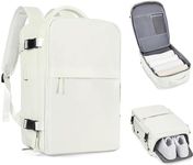 JINDUN Adult Unisex Small Travel Backpack- Airline Approved Travel Backpack Flight Approved,Waterproof 14 Inch Laptop Backpack with Shoe Compartment Casual Daypack Backpacks-White