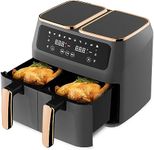 SOKANY Double Air Fryer, 2 Independent Air Fry Baskets, Digital LED Display Airfryer, Healthy Oil-Free Fryer, Nonstick & Dishwasher-Safe Basket, Portable Kitchen Appliance