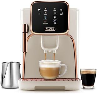 Zulay Kitchen Magia Clasica - Fully Automatic Espresso Machine With Grinder - Touch Screen Coffee Maker With One-Touch Operation - Milk Foam System For Latte, Cappuccino, Macchiato - White Copper