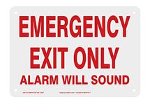 Accuform Signs MEXT551VP Plastic Safety Sign, Legend"Emergency EXIT ONLY Alarm Will Sound", 7" Length x 10" Width x 0.055" Thickness, Red on White