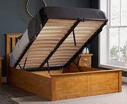 happybeds Phoenix Ottoman Bed Oak Finish Modern Frame Bedroom Comfort 5' King Size 150 x 200 cm