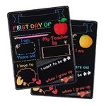 STOBOK First Day and Last Day of School Sign, Double Sided Back to School Wooden Chalkboard Sign, Reusable Welcome Back Chalkboard Sign for Preschool Kindergarten First Grade