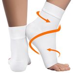 Ankle Compression Sleeve - 20-30mmhg Open Toe Compression Socks for Swelling, Plantar Fasciitis, Sprain, Neuropathy - Foot Supports Brace for Women and Men - S, White