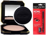 Revlon Touch And Glow Moisturising Powder, Ivory Matte (12g) with free Kohl Kajal Eye Liner Pencil With Sharpener, Black, 1.14g, Matte Finish