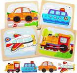 PELOSTA 4Pcs Wooden Toddler Puzzles