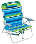 RIO BEACH Backpack Beach Chair, Polyester, Green/Blue Stripe, 37 x 27.8 x 24\