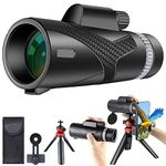 GOHHME 12 X 50 Monocular Telescope Monoculars for Adults BAK4 Prism with Smartphone Holder Upgrade Tripod Waterproof with Night Vision Monoculars for Hiking Bird Watching Hunting Camping