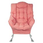 Superrella Modern Soft Accent Chair Living Room Upholstered Single Armchair High Back Lazy Sofa (Pink)