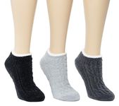 Cuddl Duds Women Cozy Lined Super Soft Low Cut Lounge Socks, Black, One size