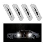 CGEAMDY 4 PCS Car Door Open Warning Reflective Stickers, Night Visibility Auto Safety Prompt Decals, Anti-Collision Protective Strip, Car Accessories Universal for Car, Truck, SUV, Van(Silver)