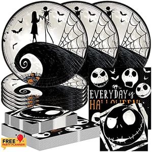 Amscan Nightmare Before Christmas Dinnerware Bundle | Plates, Napkins | Outdoor Birthday Party, Halloween Theme Supplies, Garden Party Decor | Officially Licensed by Amscan