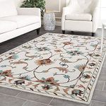 RESHAMA CARPETS Handmade Wool & Blend Carpet for Living Room Home Bedroom Hall Kitchen Office Anywhere Color Multi Hand Tufted Carpets (Multi A, 7 x 7 Square feet)