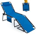 Giantex Lounge Chairs for Outside, Folding Chaise Lounge W/Removable Headrest & 4 Adjustable Positions, Outdoor Recline Chair for Camping, Patio, Pool, Deck Portable Sunbathing Beach Chair (1, Blue)