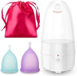 Menstrual-Cups-Steamer-Sterilizer with 2 Reusable Menstrual Cups, Period Cups Cleaner Wash Kit, Cleans Your Cup in 2-5 Mins and Will Automatic Power Off When The Temperature Reaches
