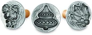 Nordic Ware Holiday Cast Cookie Stamps, 3-inch rounds, Silver