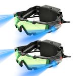 Wokyo 2 Pack Spy Night Vision Goggles with Flip-Out LED Lights, Spy Gear Adjustable LED Night Green Lens Glasses for Outdoor Activities Skying to Protect Eyes