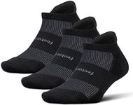 Feetures High Performance Max Cushion Ankle Sock - Tab Socks for Women & Men with Heel Tab - Black, M (3 Pair)