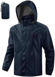 Aurhyde Men's Packable Rain Jacket Waterproof Windbreaker Lightweight Raincoat with Hood Golf Rain Gear for Hiking Travel (Navy Blue, 2XL)