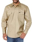 Wrangler Men's Cowboy Cut Western Long Sleeve Snap Work Shirt Firm Finish Shirt, Khaki, XXL