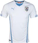 Puma 744324 Men's Soccer Uruguay Away Replica Short Sleeve Shirt, White/Silver Lake Blue, S