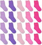 GENTABY Kids Boys Girls Toddler Socks - Multipack Baby Socks for Kids Home Hiking Socks 4-7 Years - 20 Pairs Elastic Mid Cut Socks Size 10-12