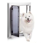 Premium Large Dog Door, Aluminum Pet Door with Double Panels, Doggie Door with Automatic Closing Magnetic Flaps, Slide-in Panel & 4 Security Locks, Weather Resistant & Durable Use, Large