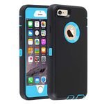 smartelf Case for iPhone 6/6s Heavy Duty With Built-in Screen Protector Shockproof Dust Drop Proof Protective Cover Hard Shell for Apple iPhone 6/6s 4.7 inch-Black/Blue