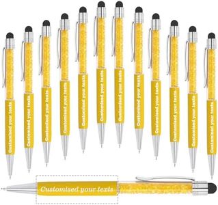 KOLOWKO Personalized 2 in 1 Ballpoint Pen,Custom Name/Text/Message, Crystal Decorated Ballpoint Pen, Good for Graduation, Wedding, Birthday,Communion Gifts