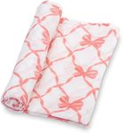 LollyBanks Swaddle Blanket | 100% Muslin Cotton | Newborn and Baby Nursery Essentials for Girls, Registry | Pink Bow Print