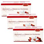 3 Crown Rosehip & Hibiscus Flowers Tea 20 Bags - Pack of 3 (60 Bags)