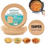 BRONXIC® 150PCS Air Fryer Liners 16cm | Heavy Duty Oil Proof & Non-Stick Air Fryer Liner | Heat Resistant Disposable Parchment Airfryer Liners | Perfect for Baking, Roasting & Cooking