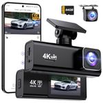 SAVUSCAM Dash Cam 4K + 1080P, WiFi Dash Cam Front and Rear, 64GB SD Card Included, Dual Car Camera Dashcam with Night Vision, WDR, 170° Wide Angle, G-Sensor, App Control, Loop Recording