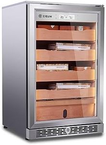 84L Stainless Steel Cigar Cabinet Temperature & Humidity Control, Built-in Humidification System with Spanish Cedar Wood Shelves, Holds 800 Cigars with LED