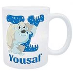 Y for Yousaf, Y for Yeti Themed Boys Personalised Plastic Unbreakable Kids Cup/Mug, Toddler Cup