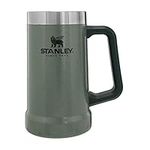 Stanley Adventure Big Grip Beer Stein, 24oz Stainless Steel Beer Mug, Double Wall Vacuum Insulation, Green