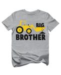 Construction Tractor Big Brother Shirt Pregnancy Baby Announcement Gifts for Boys Sibling Toddler Kids T-Shirt 5T Gray