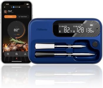 5G WiFi Wireless Meat Thermometer for Smoker Bluetooth, Dual Probes, Fitflavor Bluetooth Meat Thermometer for Grill BBQ, Smart Meat Probe for Food Cook Oven Grilling, Rechargeable