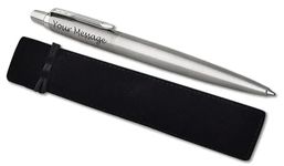 Parker Jotter Stainless Steel personalised parker pen engraved In Classy Gift Bag Ideal Anniversary, Birthday or Fathers Day Gift Perfect For Men & Women With Laser Engraving (Silver)