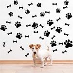 SITAKE 76 Pcs Dog Decor Stickers, 40 Pcs Dog Paw Print Pet Stickers and 36 Pcs Dog Bones Stickers, Dog Cat Wall Art Prints Windows Stickers Decal for Girl’s and Boy’s Room