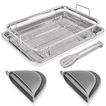 Baking Sheet with Rack Set,Stainless Steel Baking Sheet with Cooling Rack,Checkered Non Stick Oven Grill Tray for Toaster Pan Cookie,Oven Safe Baking, Non Toxic, Heavy Duty, Easy Clean