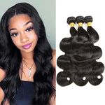 Brazilian Body Wave Human Hair Bundles (8 10 12 Inch) 8A Grade 100% Unprocessed Human Hair Extension for Women Brazilian Virgin Hair Weave Bundles Natural color